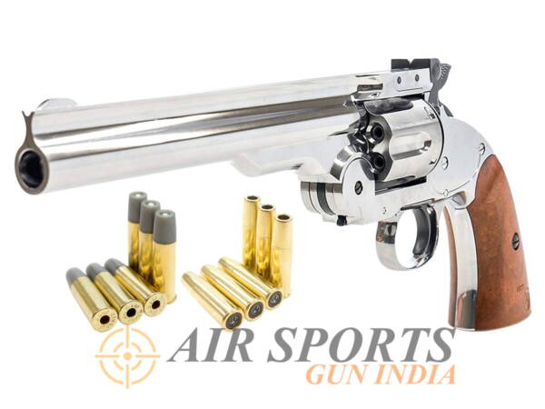 Schofield No3 Nickel Dual Ammo Co2 Bb And Pellet Revolver By Airsports Gun India