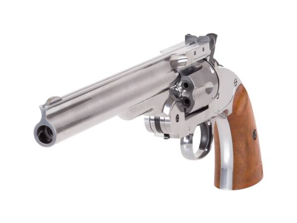 Barra Airguns Schofield No. 3 Revolver - .177 CO2 Full Metal Air Revolver - Chrome Finish - Image 4